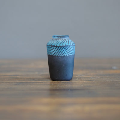 Blue Etched Bud Vase #YY3C