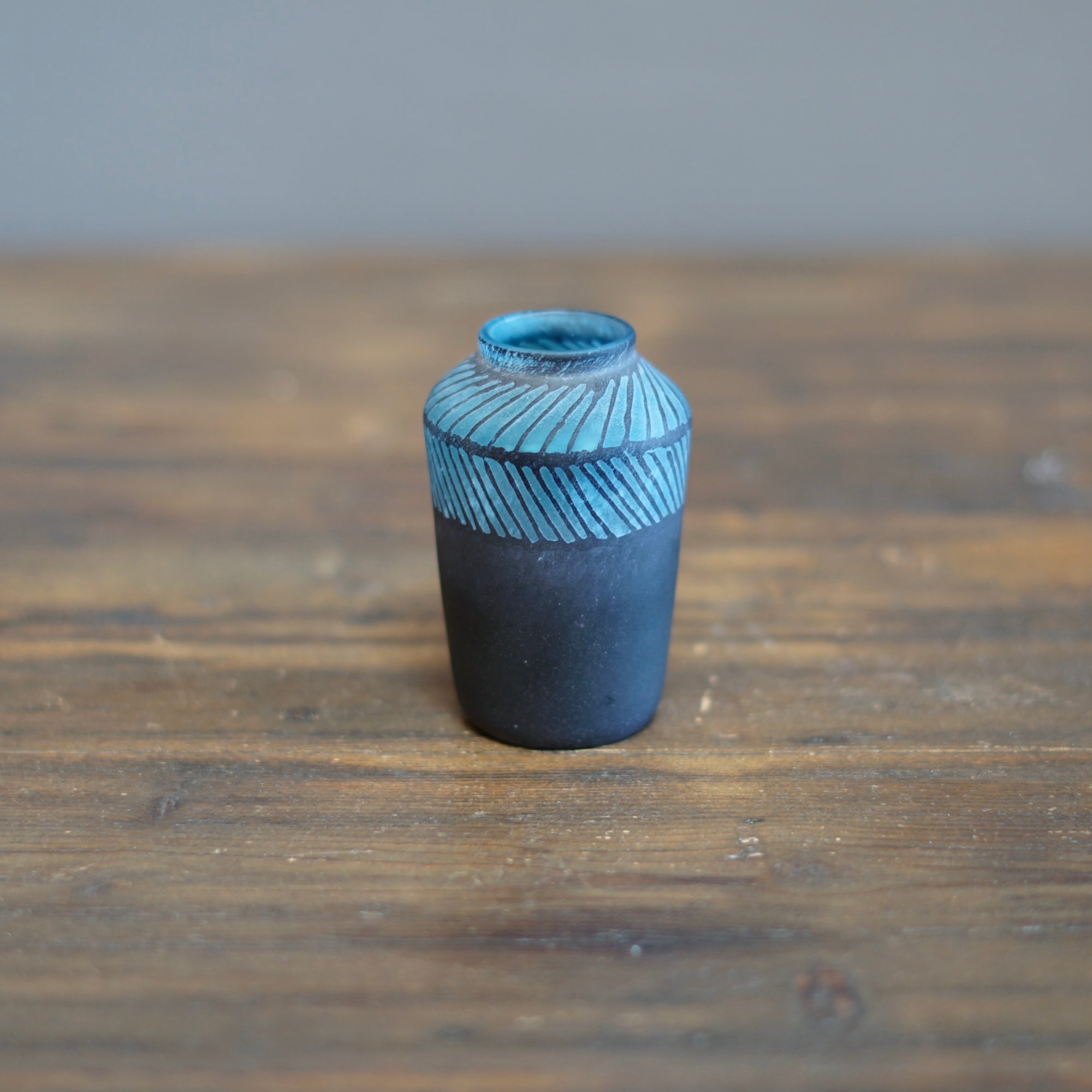 Blue Etched Bud Vase #YY3C