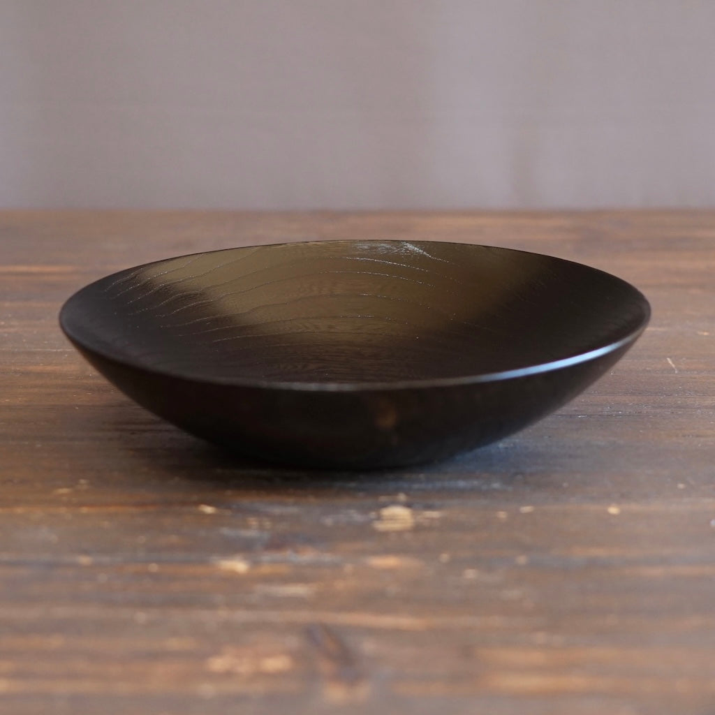 Black Japanese Zelkova Lacquer Shallow Bowl #G4712BKC