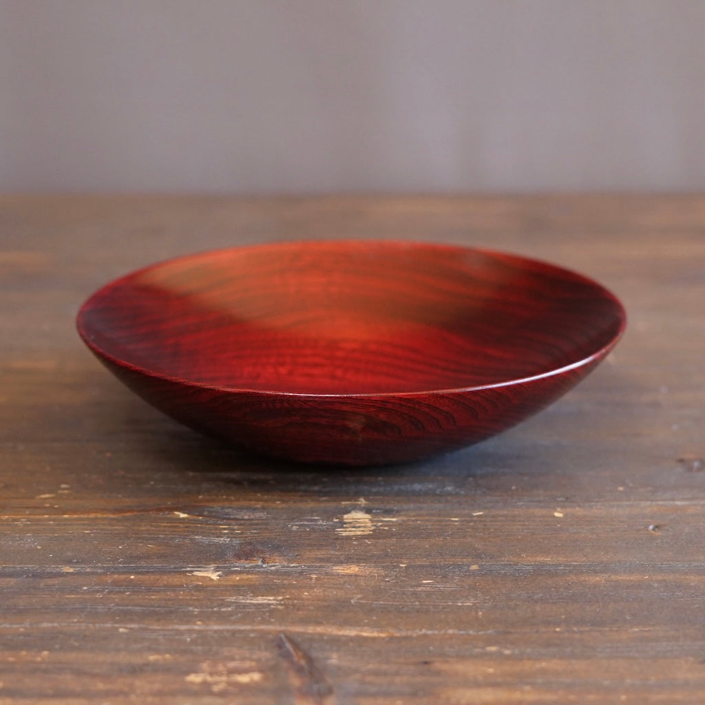 Red Japanese Zelkova Lacquer Shallow Bowl #G4711B