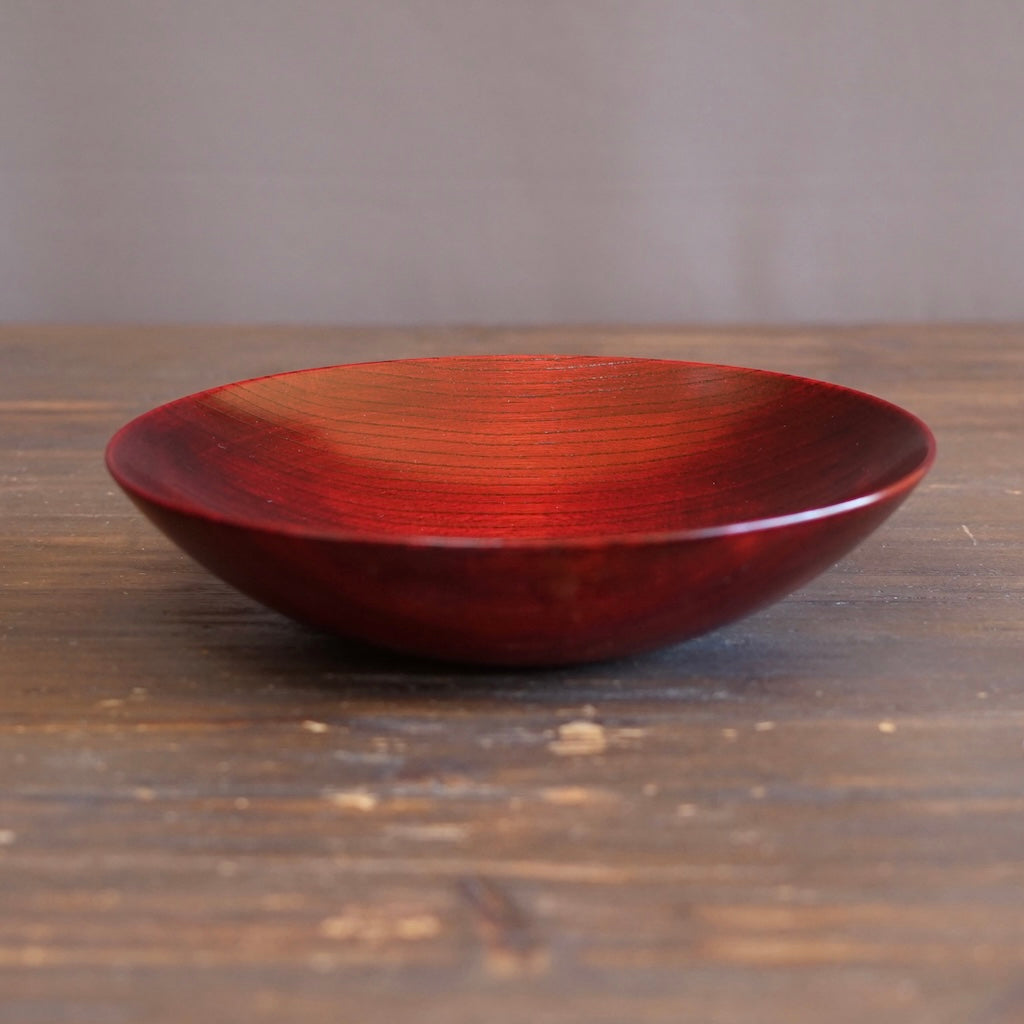 Red Japanese Zelkova Lacquer Shallow Bowl #G4711C