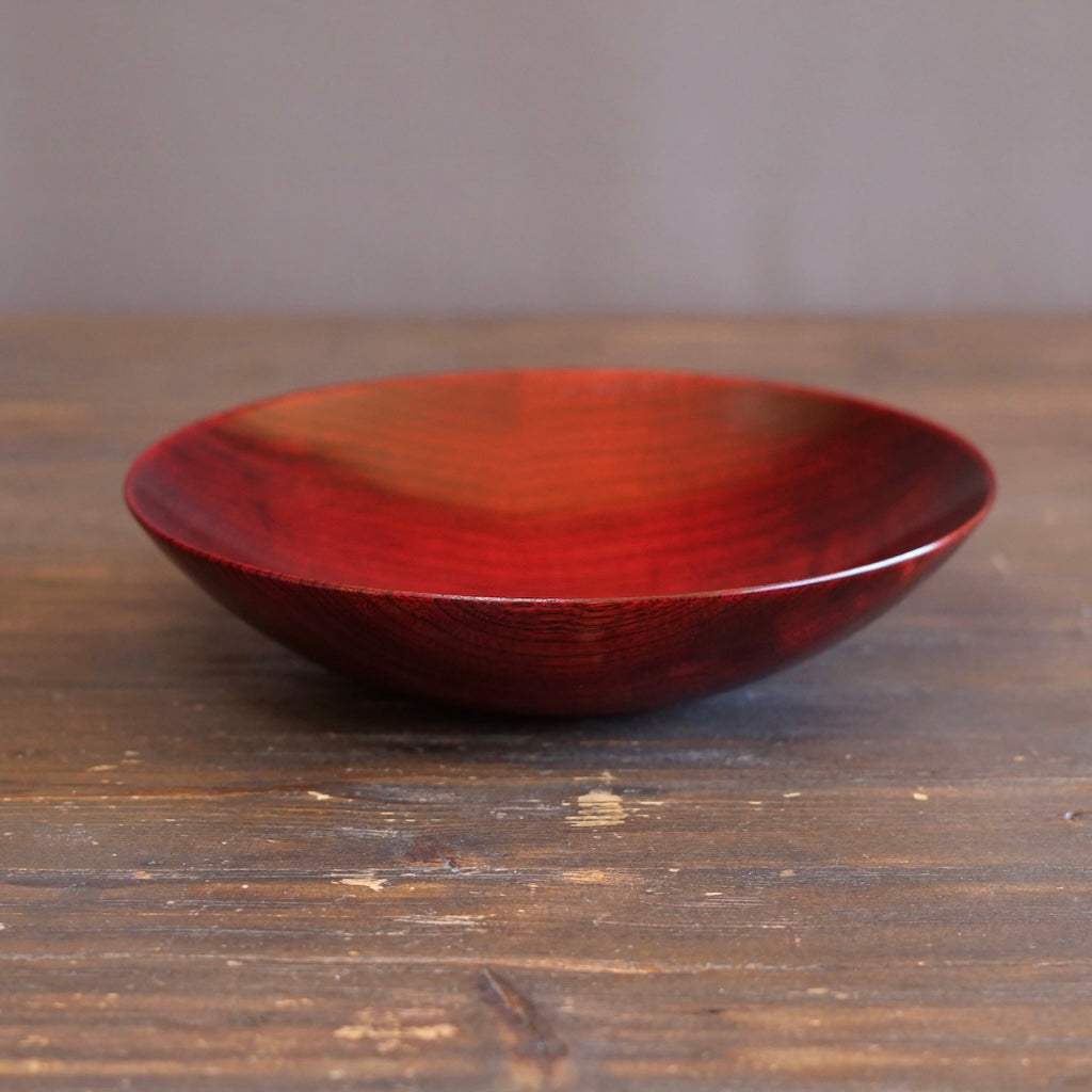 Red Japanese Zelkova Lacquer Shallow Bowl #G4711D