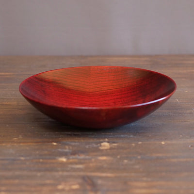 Red Japanese Zelkova Lacquer Shallow Bowl #G4711D