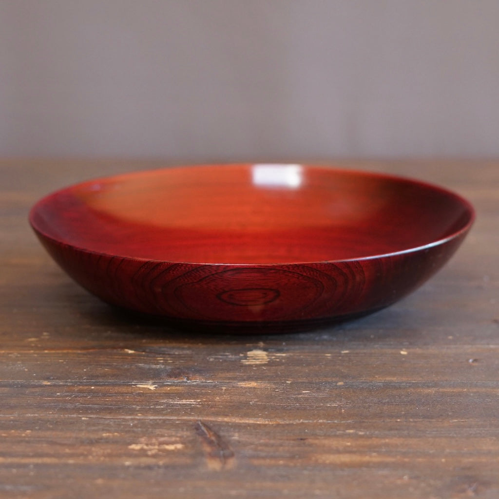 Red Japanese Zelkova Lacquer Serving Bowl #474A