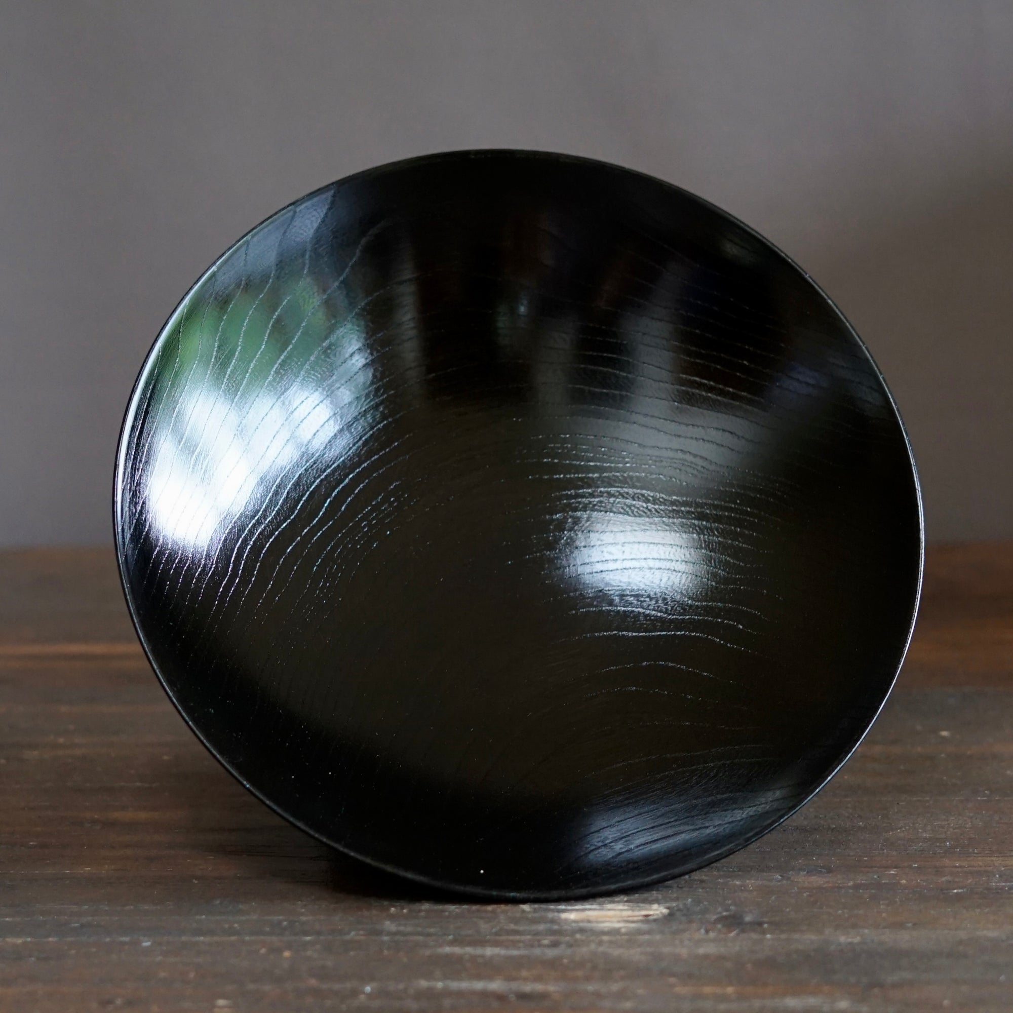 Black Japanese Zelkova Shallow Lacquer Bowl #G4712BKA