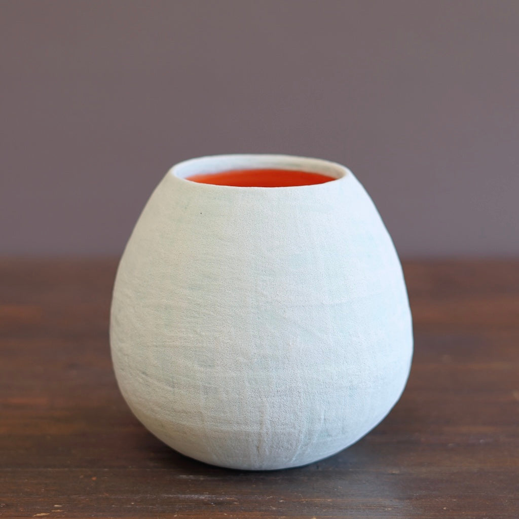 Robin's Egg / Orange Dino Vase #JT437H