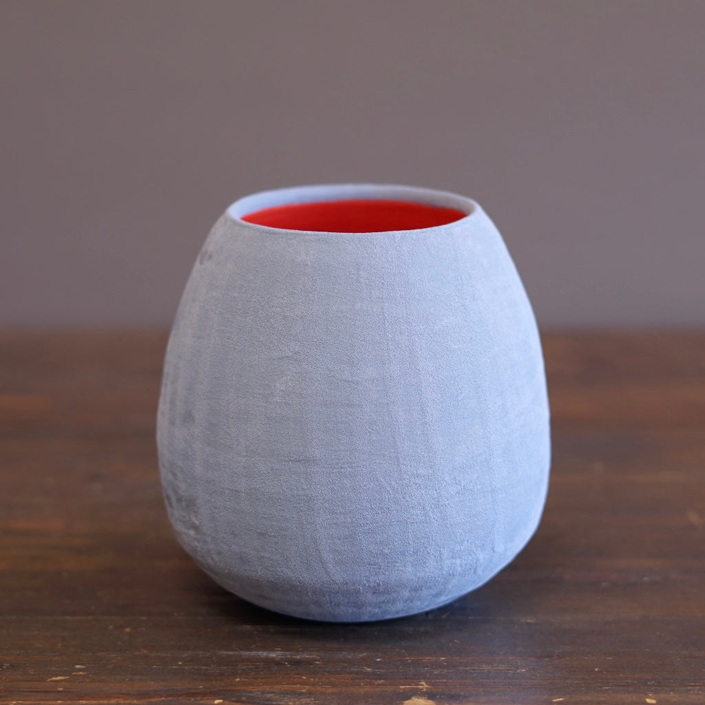 Silver Grey / Red Dino Vase #JT437i