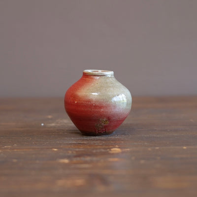 Wood Fired Red Flower Vase #SY927