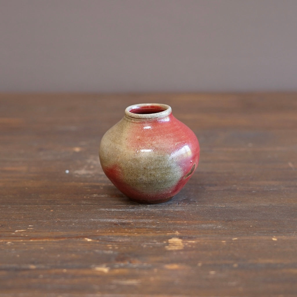 Wood Fired Red Flower Vase #SY927