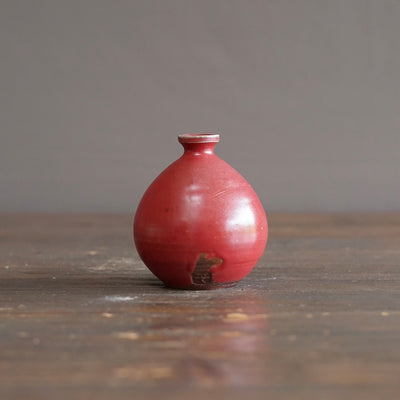 Wood Fired Red Bottle Vase #SY928