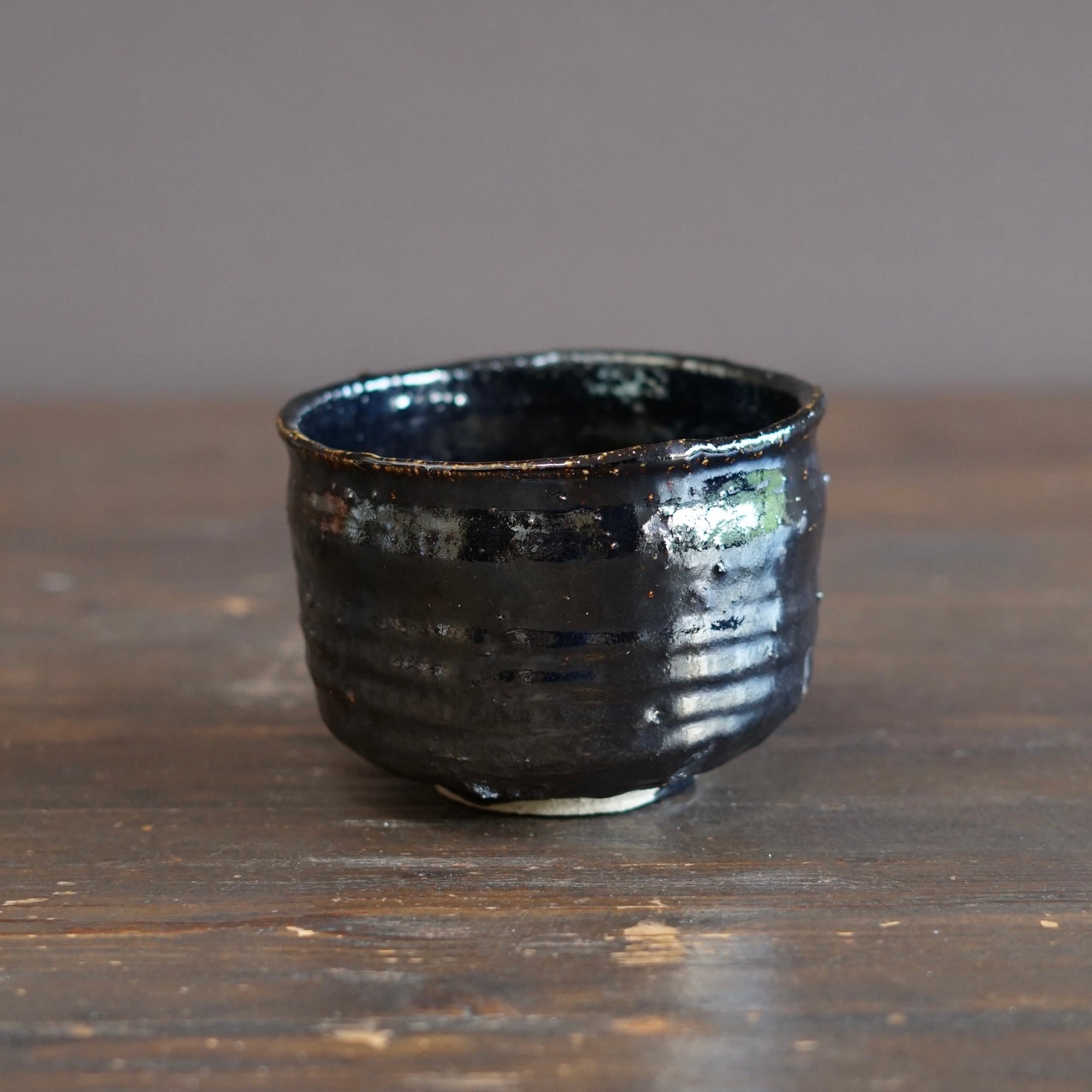 HIKIDASHI GURO "Black Silver" Tea Ceremony Bowl #FQ760A