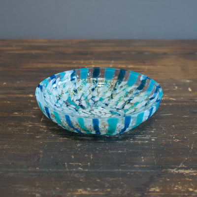 Blue Striped / Gold Leaf Bowl #MZ812