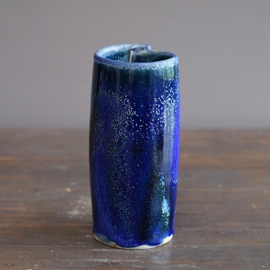 Blue TENMOKU Wraps Tall Vase #KY237