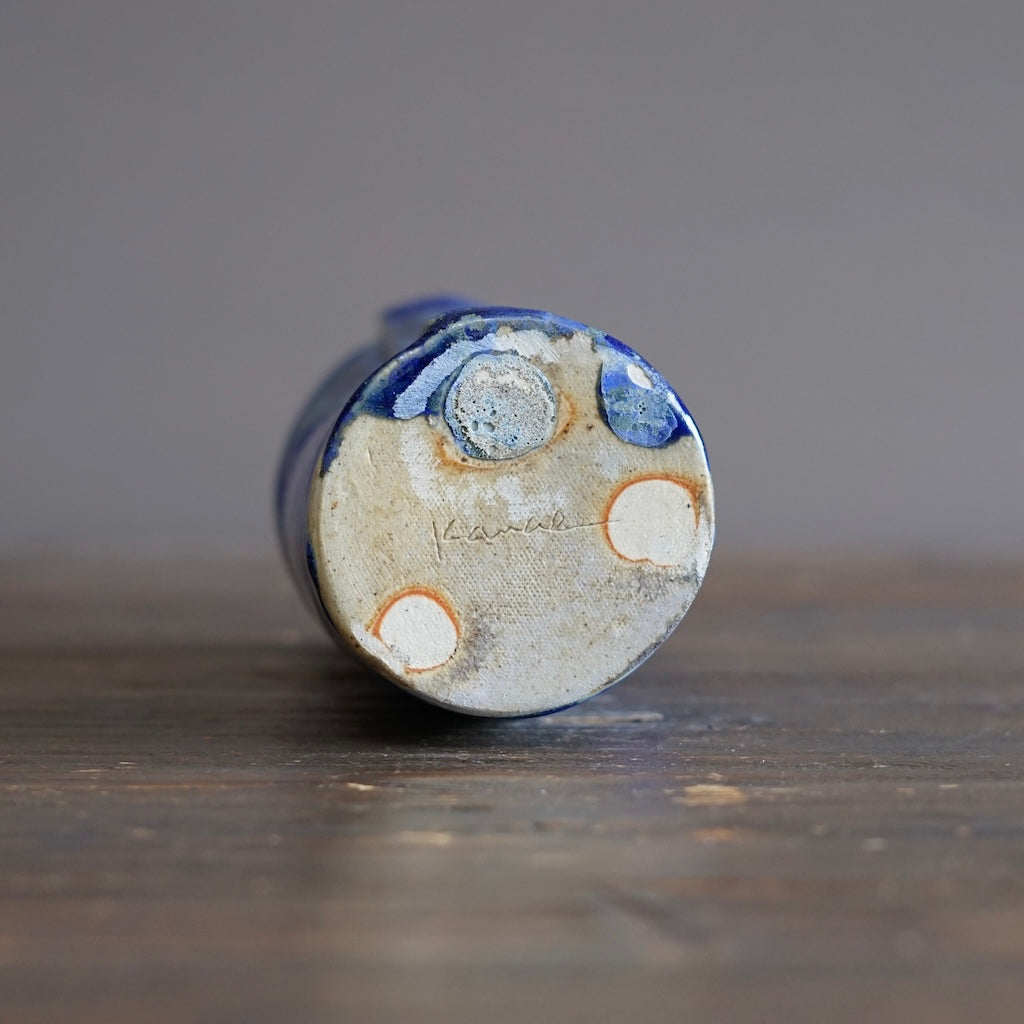 Blue TENMOKU Wraps Tall Vase #KY237
