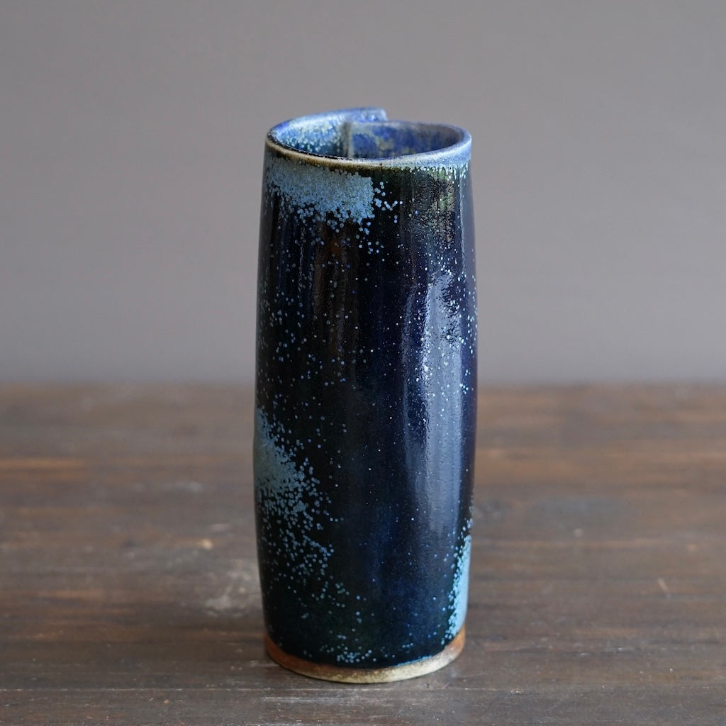 Blue TENMOKU Wraps Tall Vase #KY235