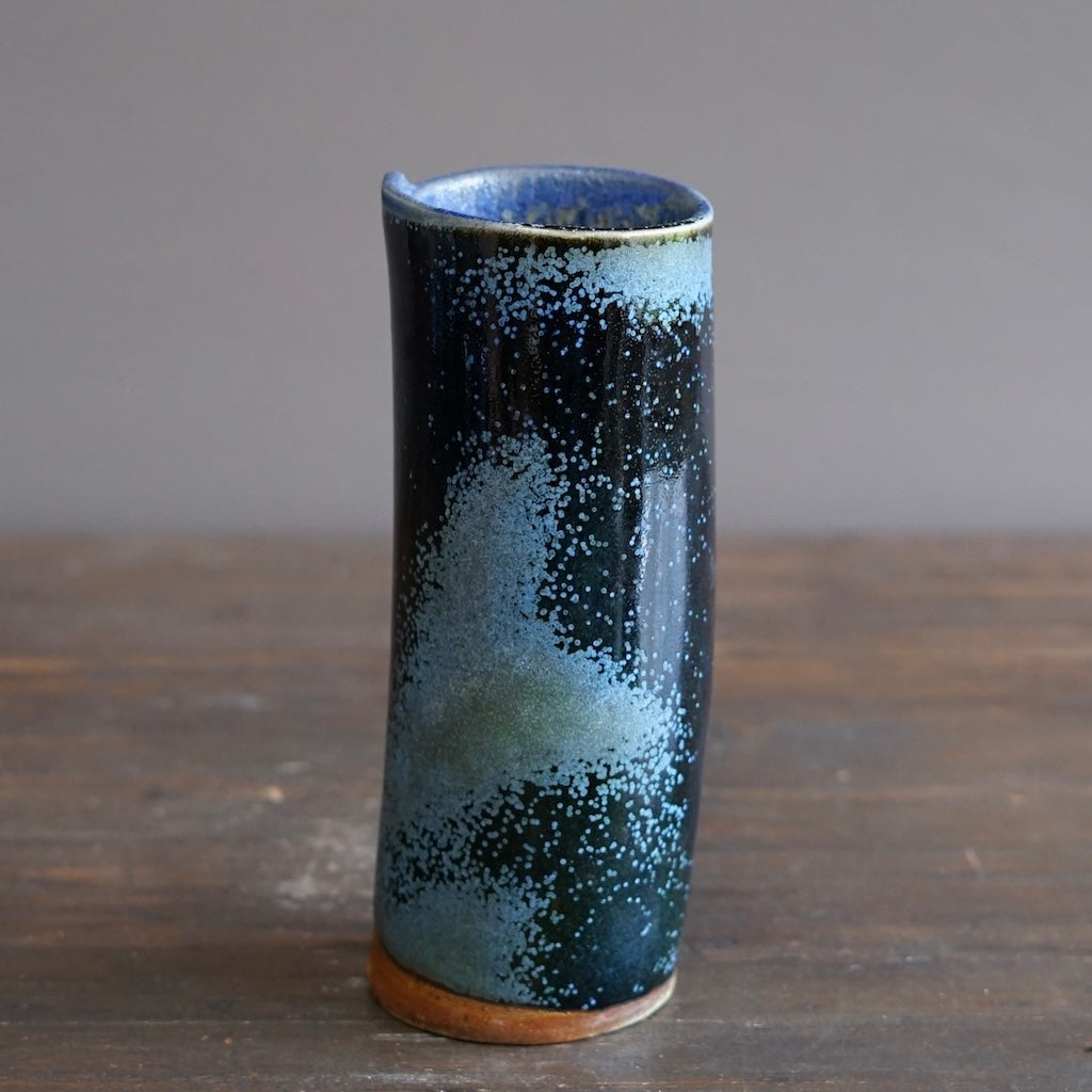 Blue TENMOKU Wraps Tall Vase #KY235