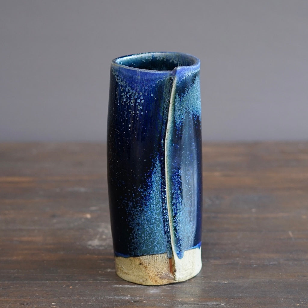 Blue TENMOKU Wraps Tall Vase #KY208