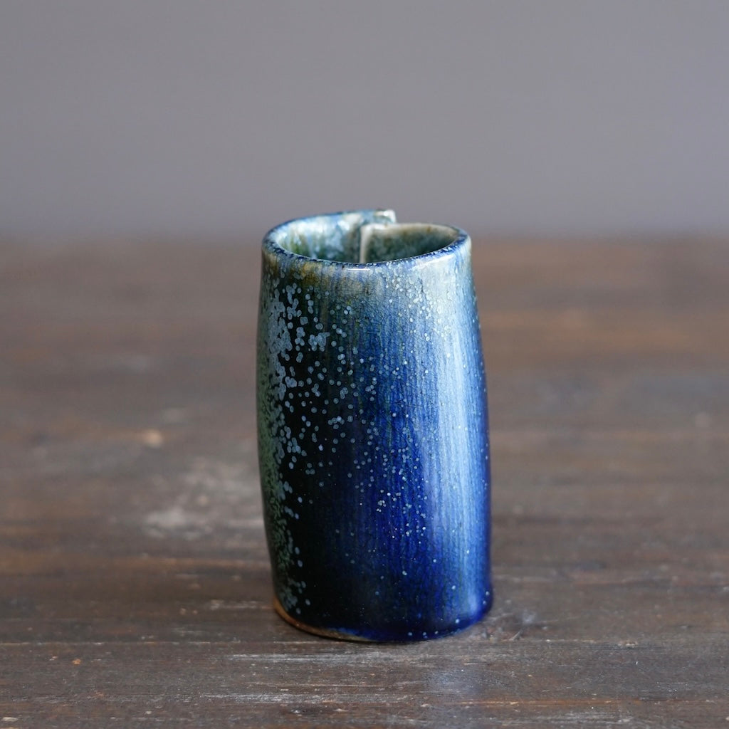Blue TENMOKU Wraps Tall Vase #KY238