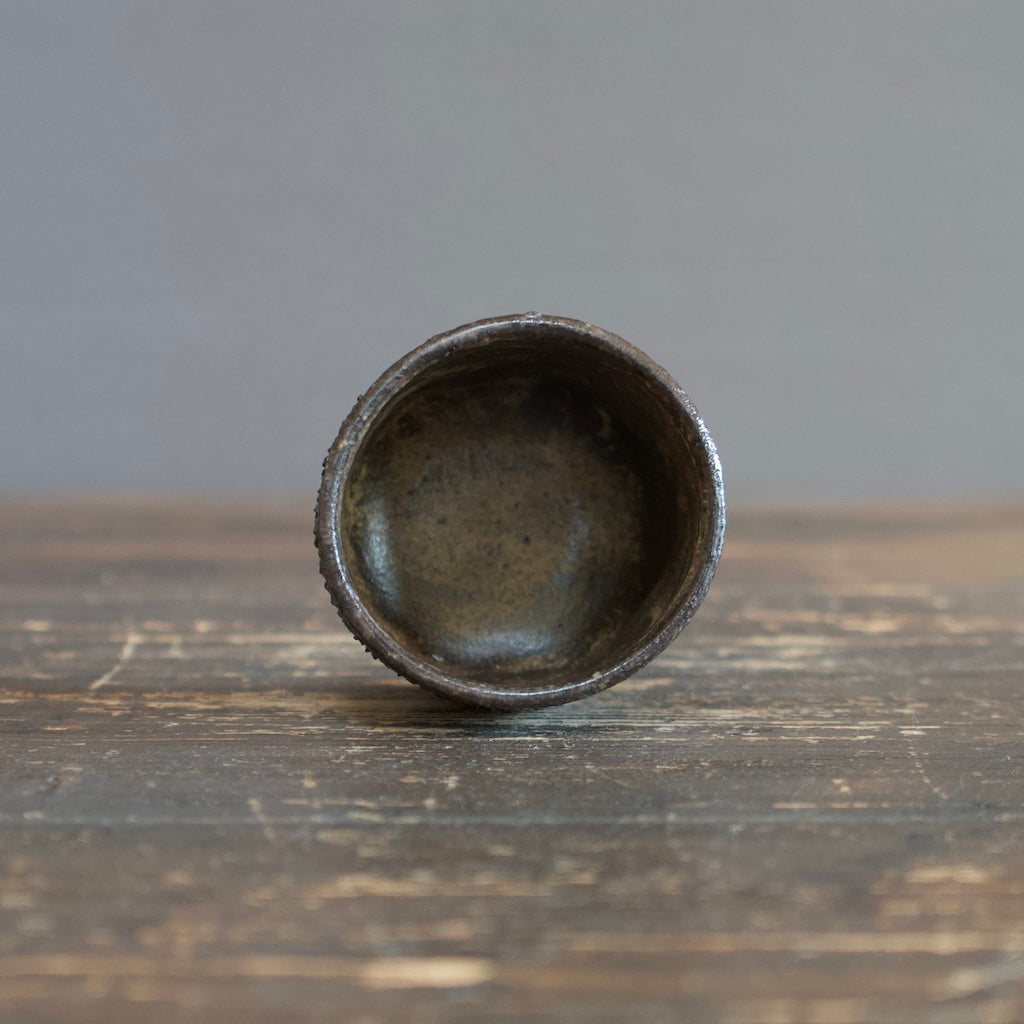 Carved Brown Sake Cup #LK755E