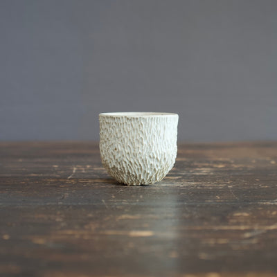 Carved White Sake Cup #LK755C
