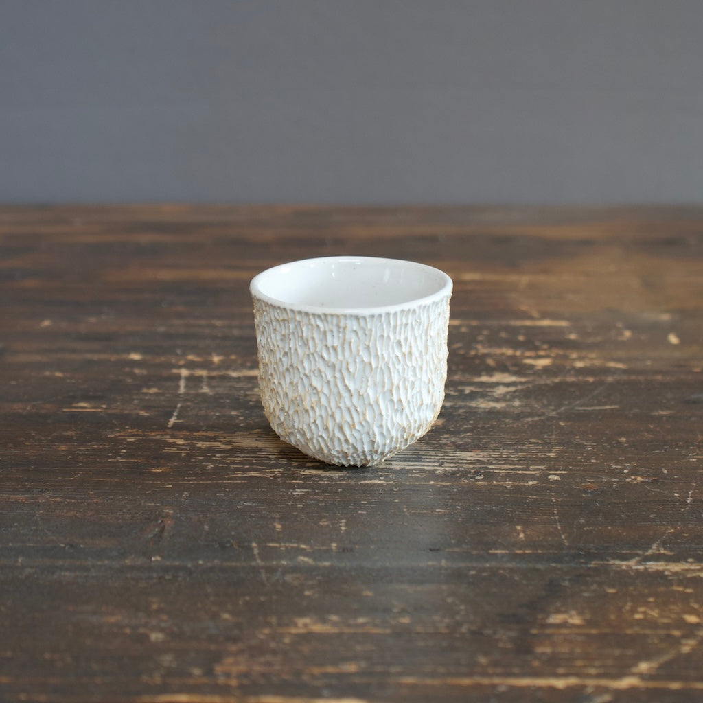 Carved White Sake Cup #LK755i