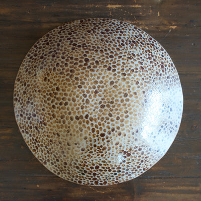 SHINO / KAKI-SHIBU Brown Dots Extra Large Serving Bowl #LK765