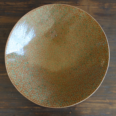 Brown / Green Dots Extra Large Serving Bowl #LK766