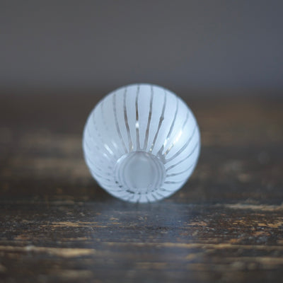 Round Ball Bud Vase Clear Stripes #YY29A