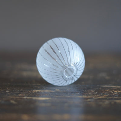 Round Ball Bud Vase Clear Stripes #YY29C