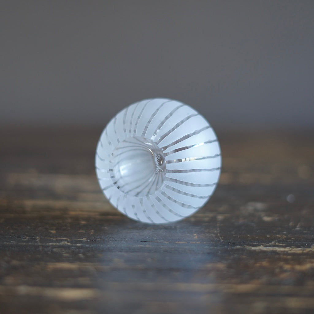 Round Ball Bud Vase Clear Stripes #YY29C