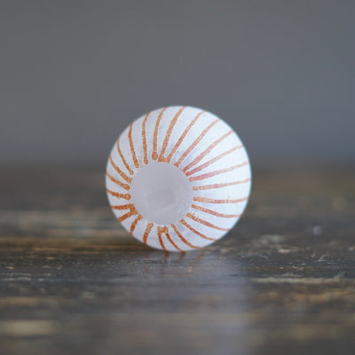 Round Ball Bud Vase Frosted Red Stripes #YY30C