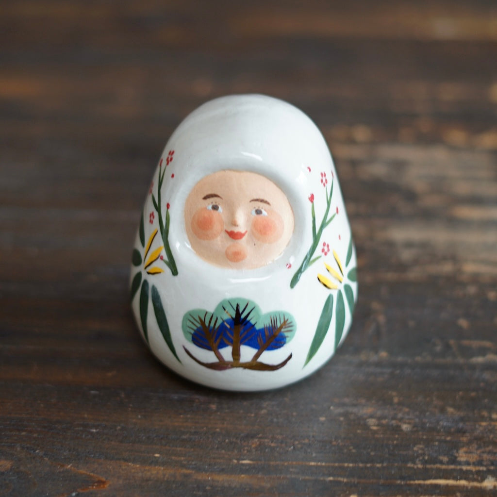 DARUMA Doll White Good Luck Holidays #OKA11