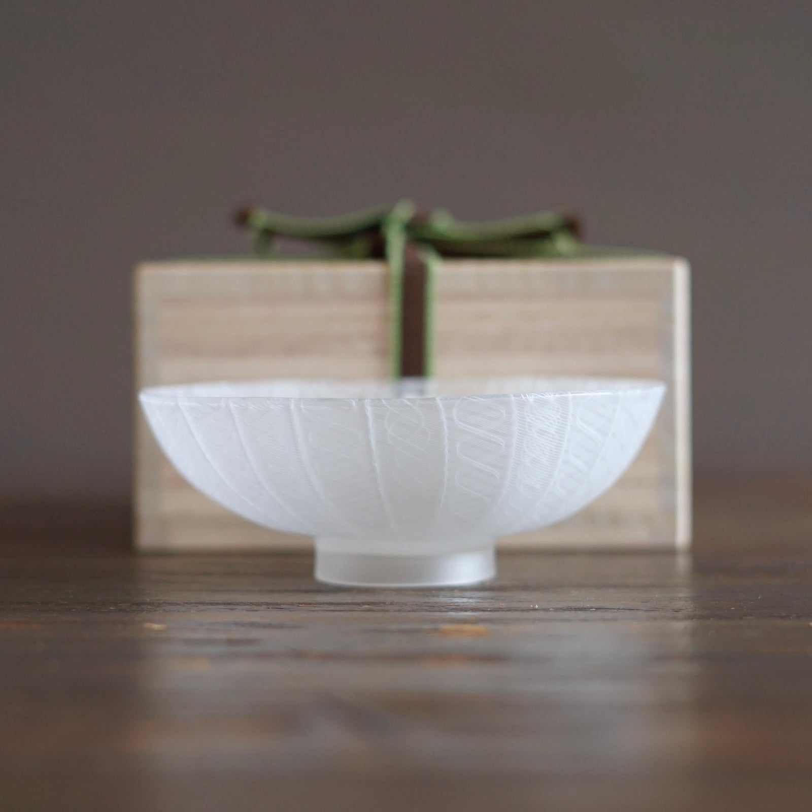 White Lace Glass Shallow Tea Bowl #NS26