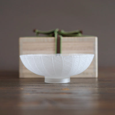White Lace Glass Shallow Tea Bowl #NS26
