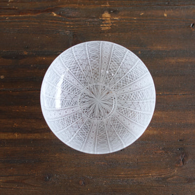 White Lace Glass Shallow Tea Bowl #NS26