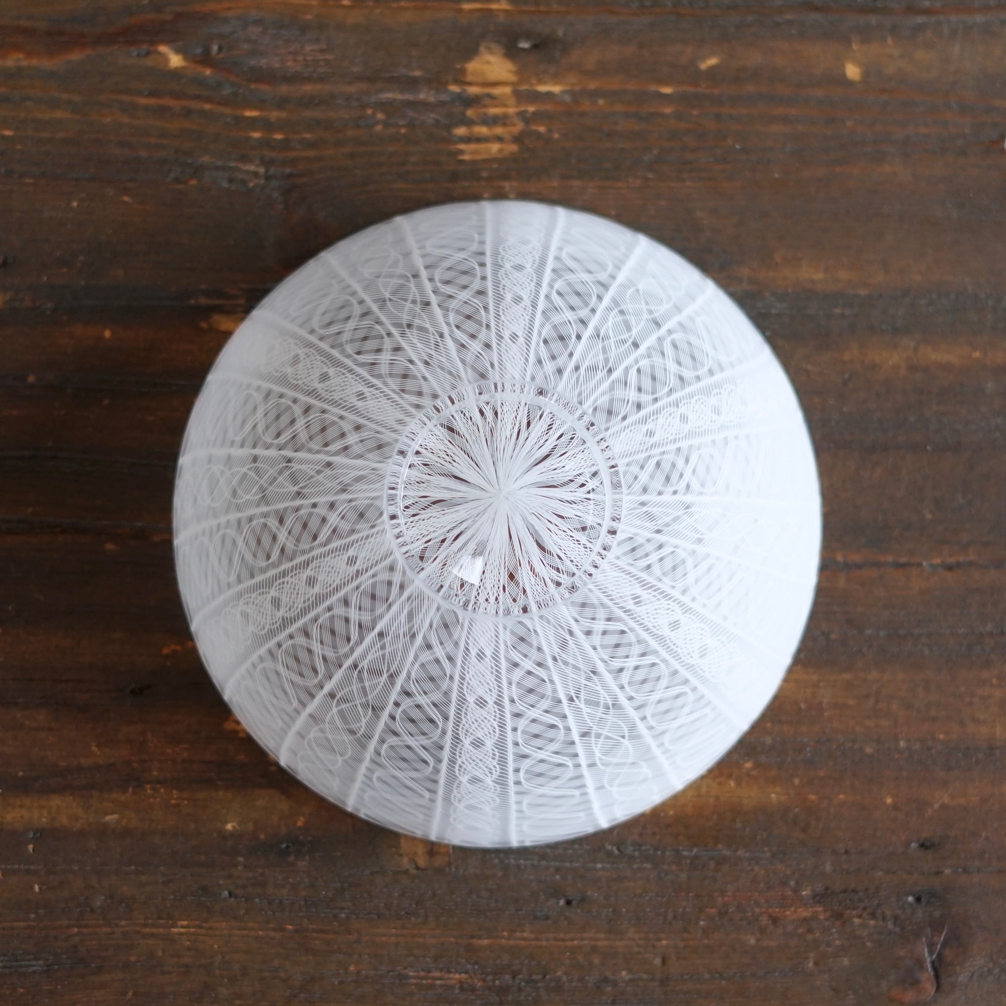 White Lace Glass Shallow Tea Bowl #NS26
