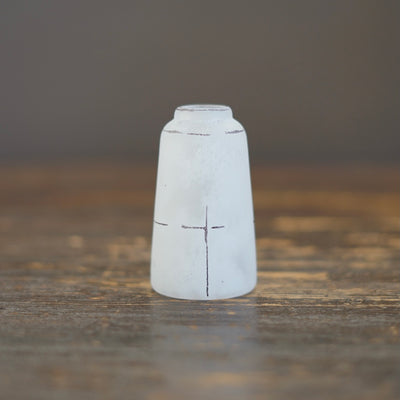 Tall Frosted White Brown Line Bud Vase #YY24A