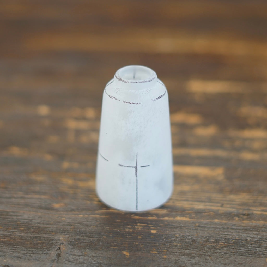 Tall Frosted White Brown Line Bud Vase #YY24A