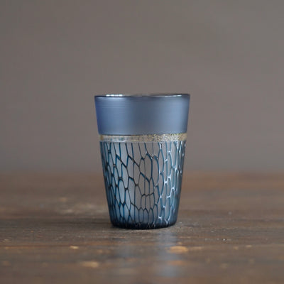 Multifaceted Teal Glass Tumbler #NS33