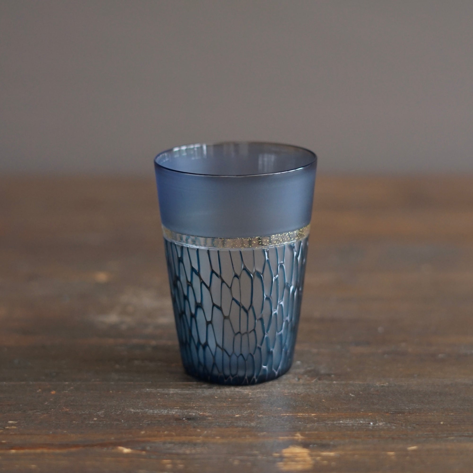 Multifaceted Teal Glass Tumbler #NS33