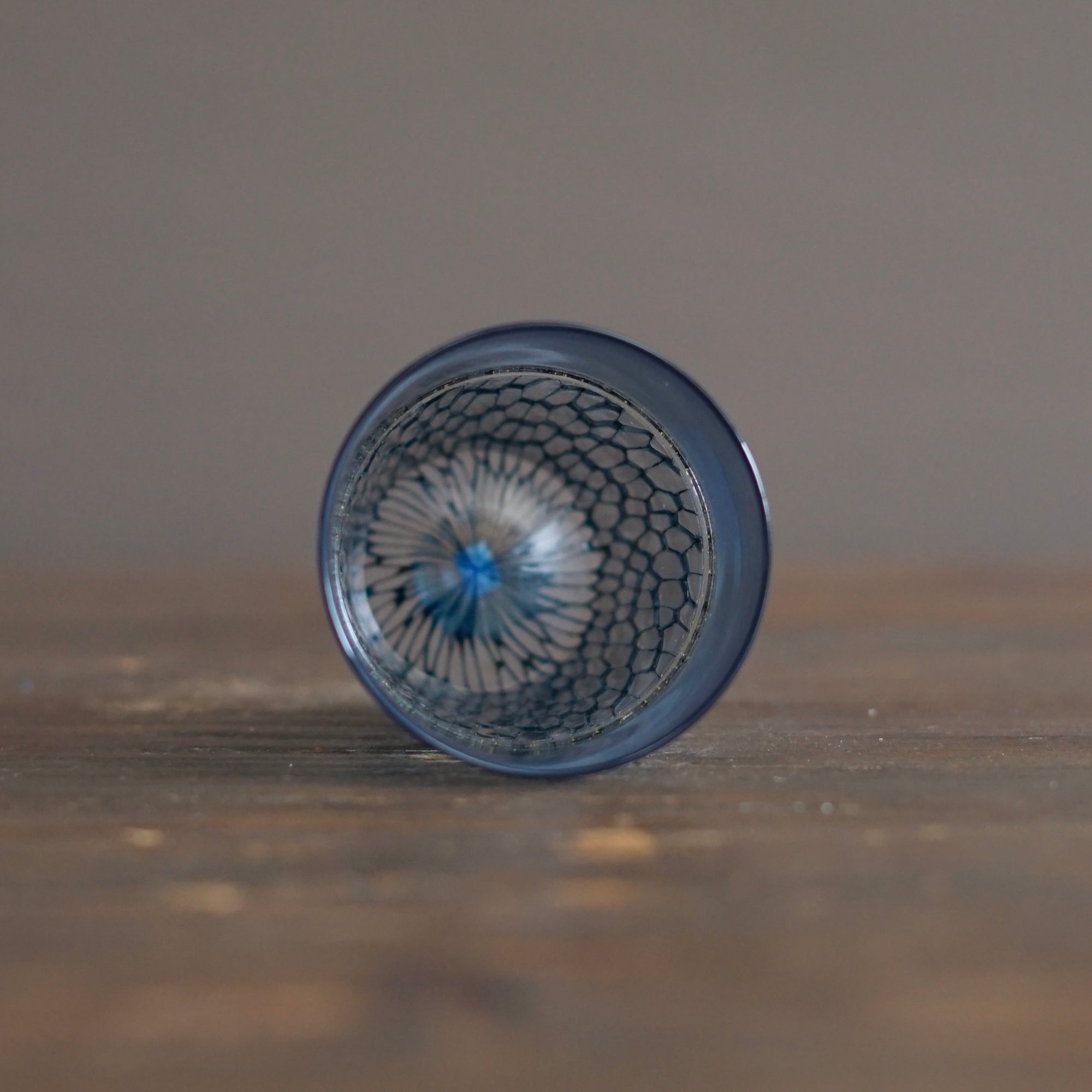 Multifaceted Teal Glass Tumbler #NS33