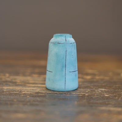 Tall Frosted Blue Brown Line Bud Vase #YY23A