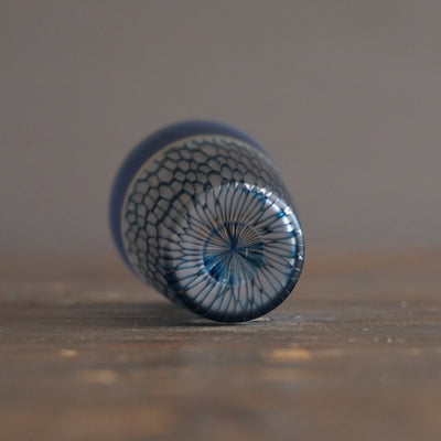 Multifaceted Teal Glass Tumbler #NS33