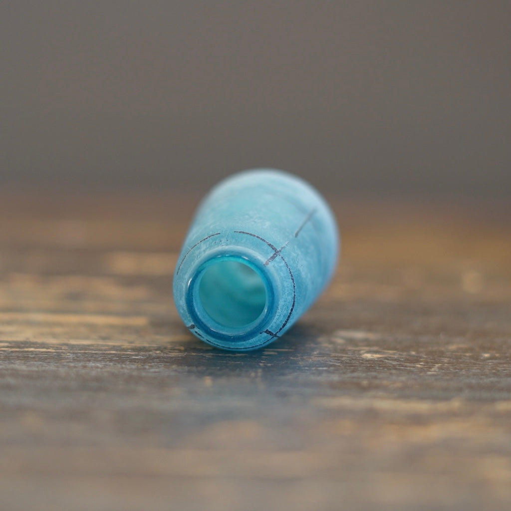 Tall Frosted Blue Brown Line Bud Vase #YY23B