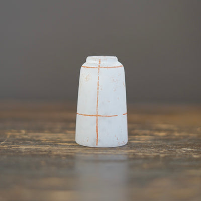 Tall Frosted White Red Line Bud Vase #YY22A