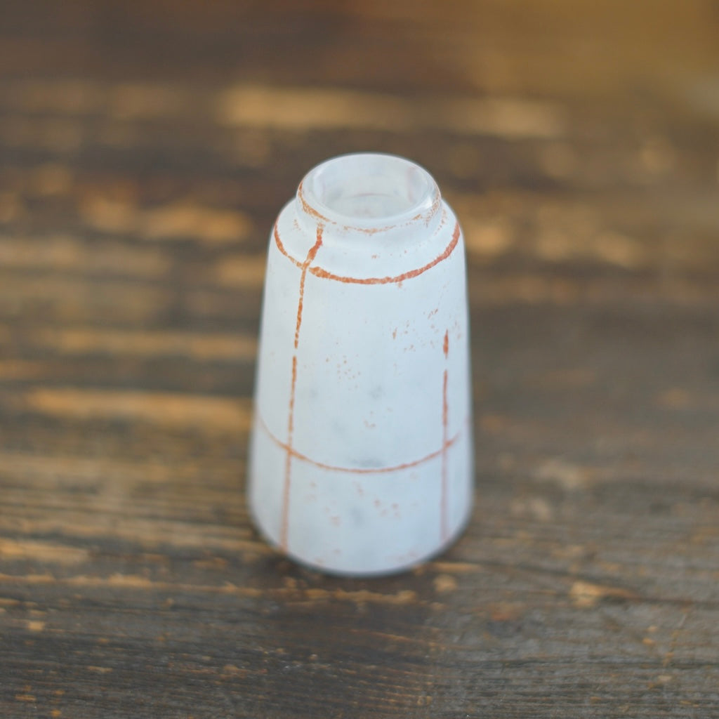 Tall Frosted White Red Line Bud Vase #YY22B