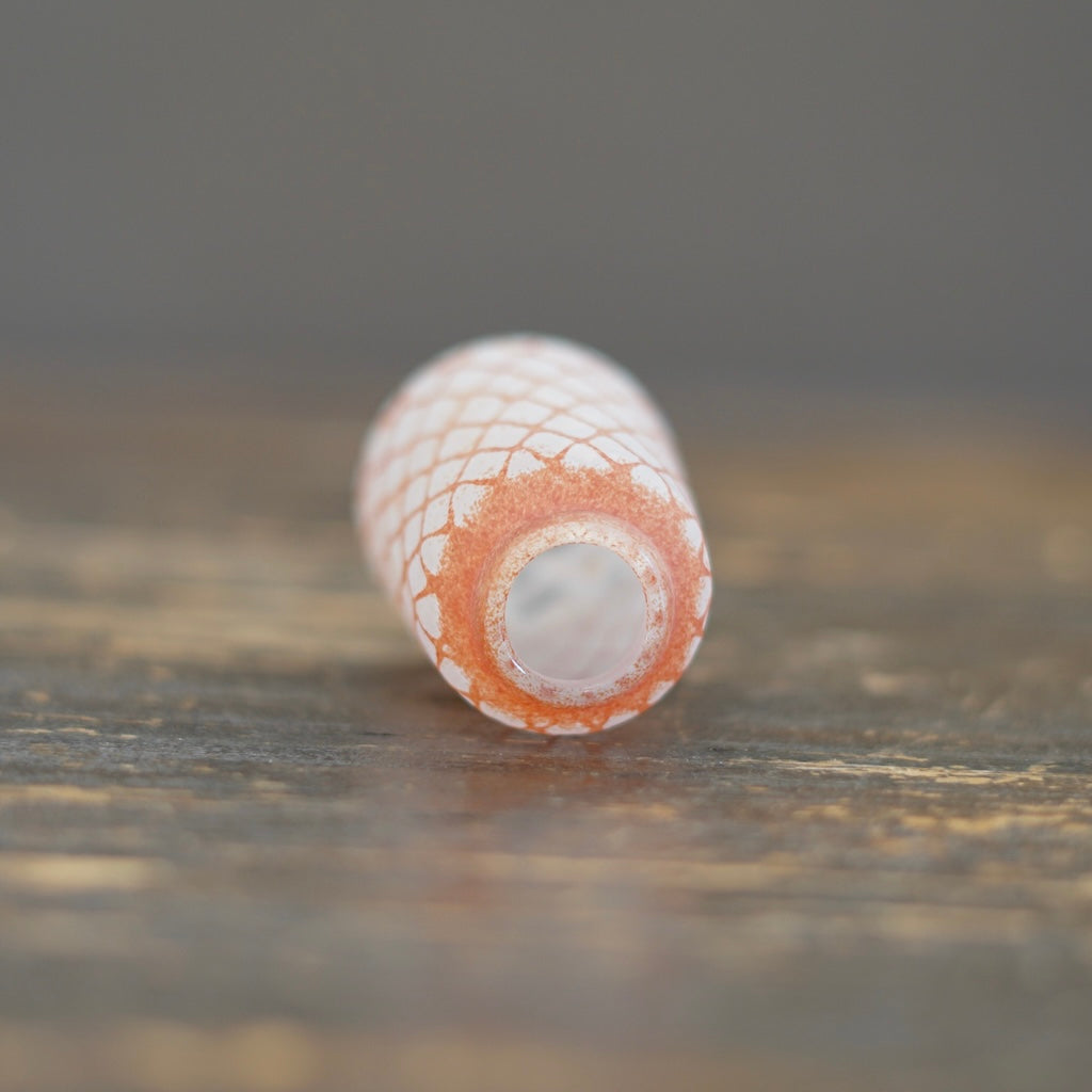 Tall Frosted White Red Mesh Bud Vase #YY14B