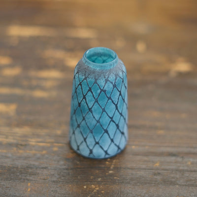 Tall Frosted Blue Brown Mesh Bud Vase #YY15A