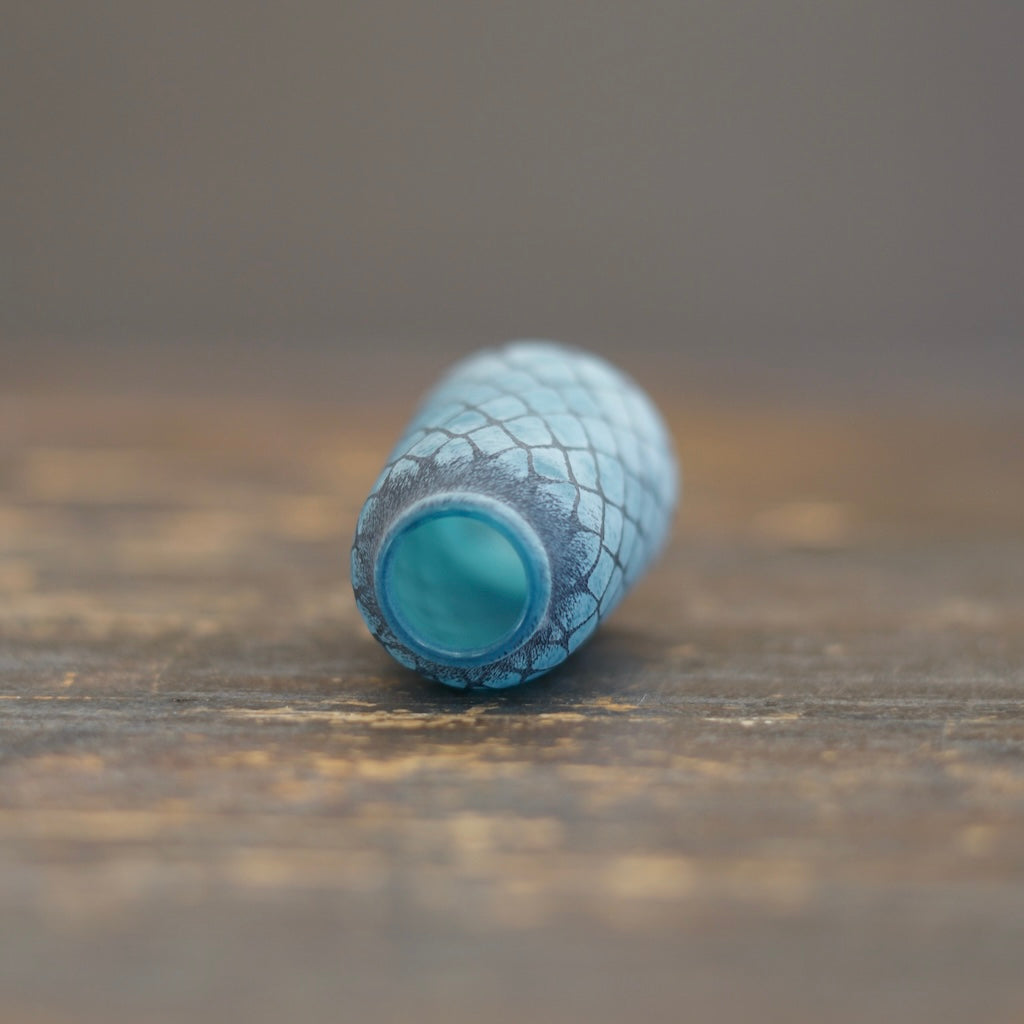 Tall Frosted Blue Brown Mesh Bud Vase #YY15A