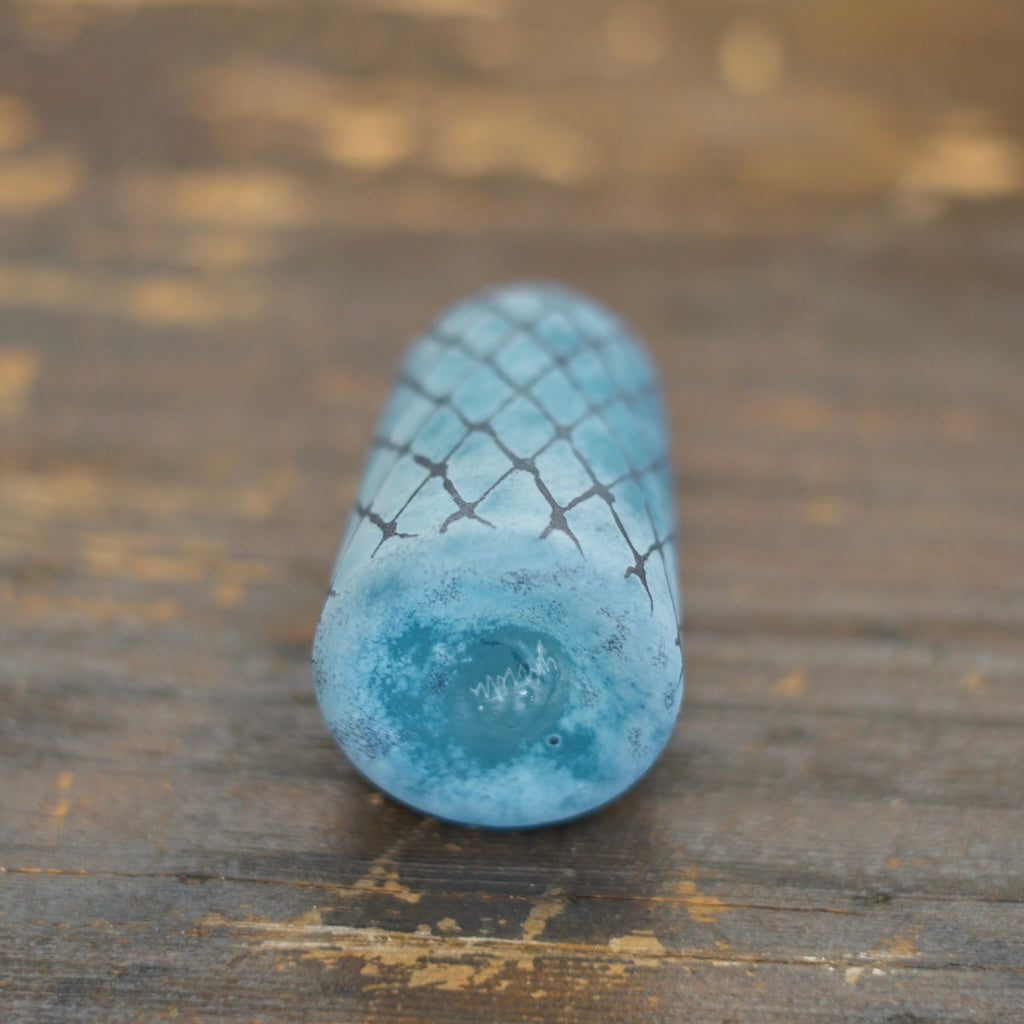 Tall Frosted Blue Brown Mesh Bud Vase #YY15A